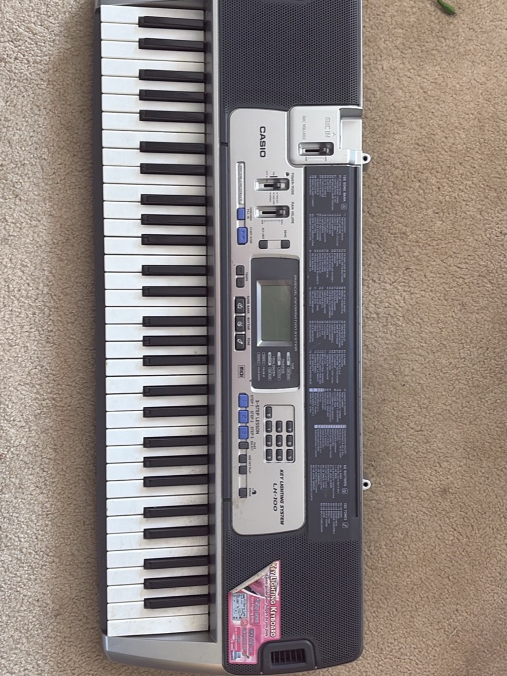 Casio Keyboard in Silver and Black with Built-In Controls
